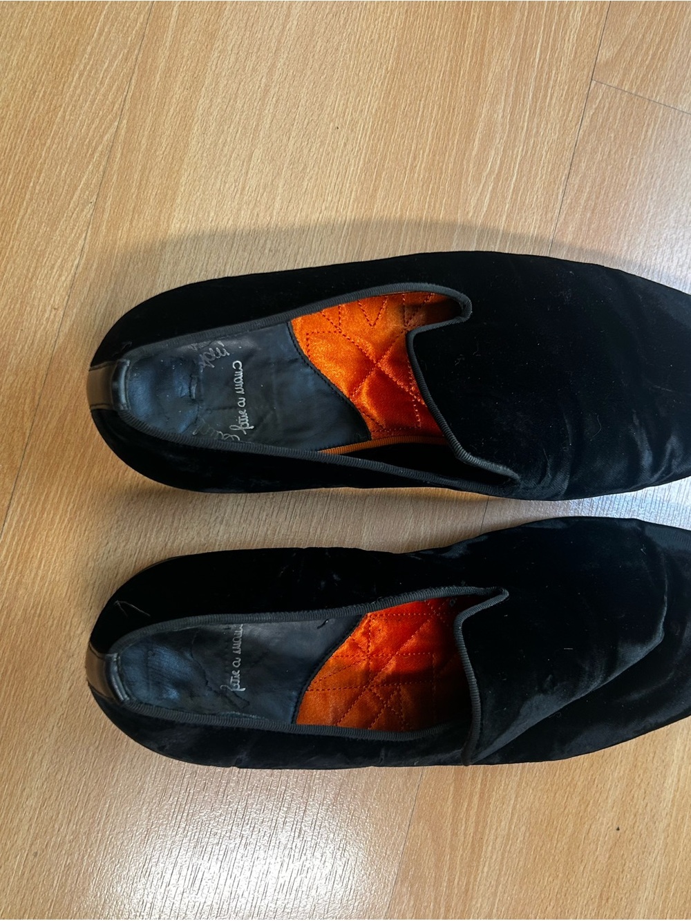 Santoni Black Velvet Men's Slip-On Dress Loafers made in Italy 10 Hollywood film - Picture 9 of 12